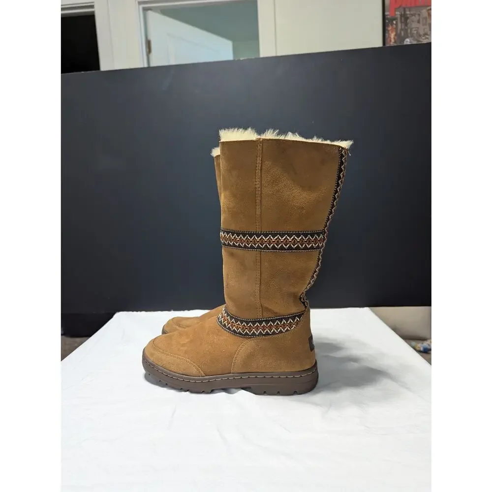 UGG Sundance Revival Shearling Boots Sheepskin Chestnut Tan Womens 7 Winter Cozy